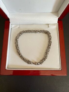 Vintage 925 sterling silver Byzantine bracelet.